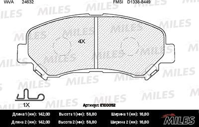 Miles E100052 - Kit pastiglie freno, Freno a disco autozon.pro