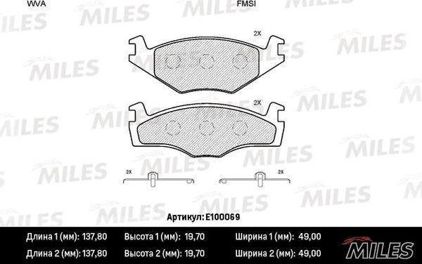 Miles E100069 - Kit pastiglie freno, Freno a disco autozon.pro