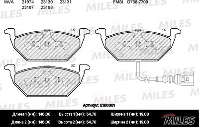 Miles E100061 - Kit pastiglie freno, Freno a disco autozon.pro