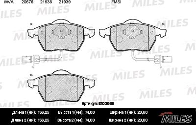 Miles E100068 - Kit pastiglie freno, Freno a disco autozon.pro