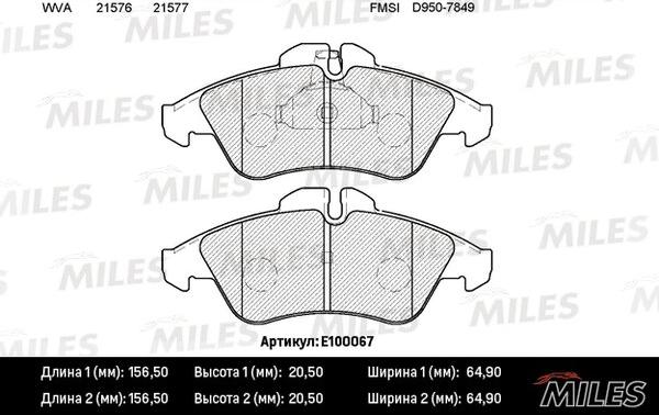 Miles E100067 - Kit pastiglie freno, Freno a disco autozon.pro