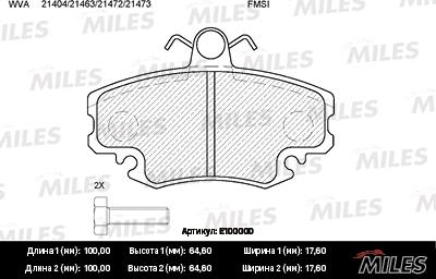 Miles E100000 - Kit pastiglie freno, Freno a disco autozon.pro