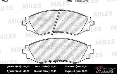 Miles E100014 - Kit pastiglie freno, Freno a disco autozon.pro