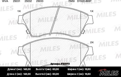 Miles E100013 - Kit pastiglie freno, Freno a disco autozon.pro