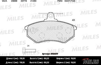 Miles E100017 - Kit pastiglie freno, Freno a disco autozon.pro