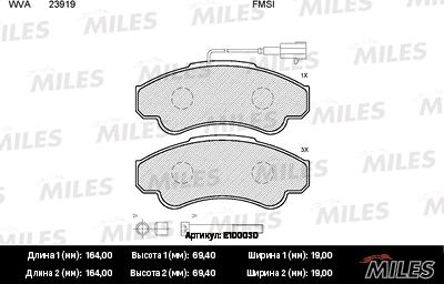 Miles E100030 - Kit pastiglie freno, Freno a disco autozon.pro