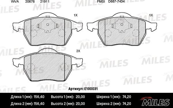 Miles E100031 - Kit pastiglie freno, Freno a disco autozon.pro