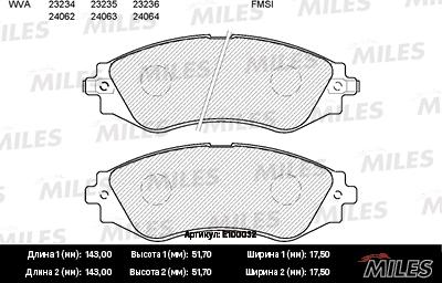 Miles E100032 - Kit pastiglie freno, Freno a disco autozon.pro