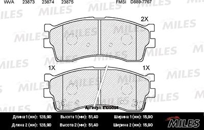 Miles E100024 - Kit pastiglie freno, Freno a disco autozon.pro