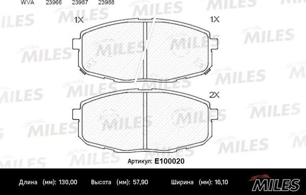 Miles E100020 - Kit pastiglie freno, Freno a disco autozon.pro