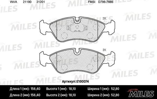 Miles E100074 - Kit pastiglie freno, Freno a disco autozon.pro