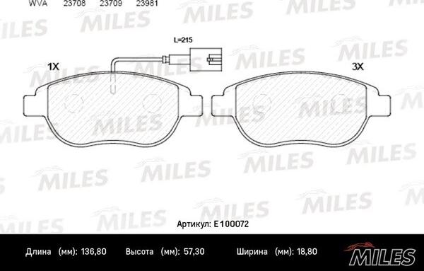 Miles E100072 - Kit pastiglie freno, Freno a disco autozon.pro