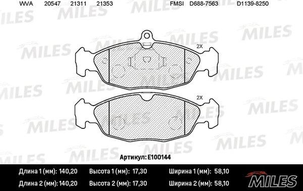 Miles E100144 - Kit pastiglie freno, Freno a disco autozon.pro