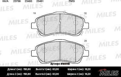 Miles E100140 - Kit pastiglie freno, Freno a disco autozon.pro