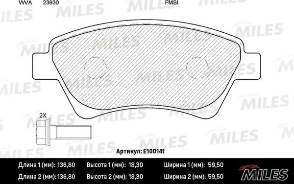 Miles E100141 - Kit pastiglie freno, Freno a disco autozon.pro