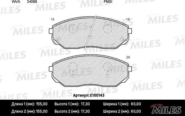 Miles E100143 - Kit pastiglie freno, Freno a disco autozon.pro