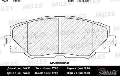 Miles E100147 - Kit pastiglie freno, Freno a disco autozon.pro