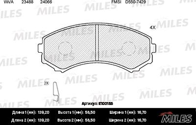 Miles E100155 - Kit pastiglie freno, Freno a disco autozon.pro