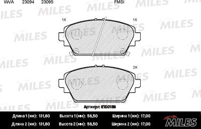 Miles E100158 - Kit pastiglie freno, Freno a disco autozon.pro