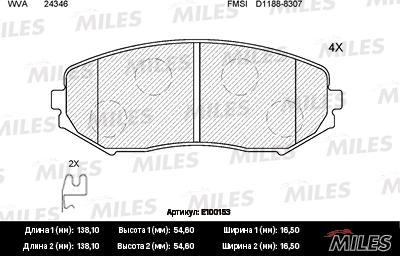 Miles E100153 - Kit pastiglie freno, Freno a disco autozon.pro