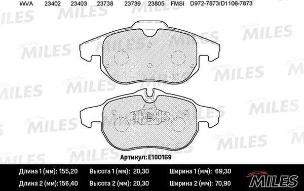 Miles E100169 - Kit pastiglie freno, Freno a disco autozon.pro