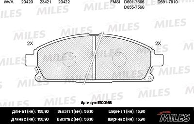 Miles E100166 - Kit pastiglie freno, Freno a disco autozon.pro