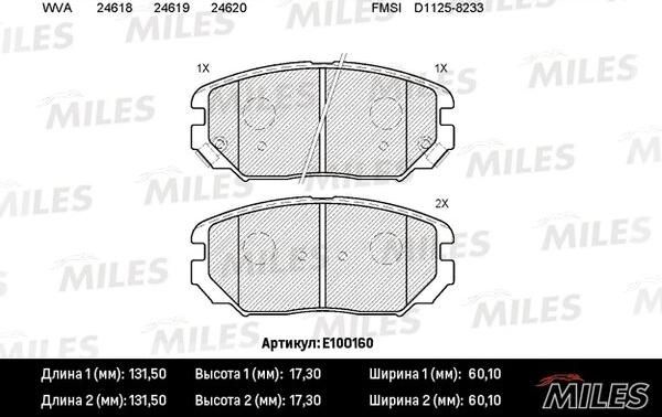 Miles E100160 - Kit pastiglie freno, Freno a disco autozon.pro