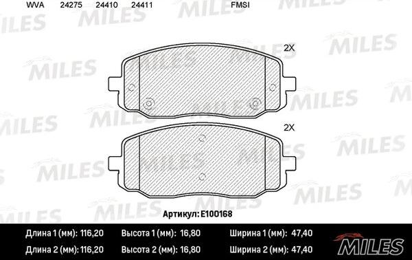 Miles E100168 - Kit pastiglie freno, Freno a disco autozon.pro