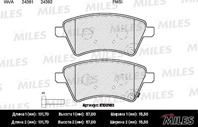 Miles E100163 - Kit pastiglie freno, Freno a disco autozon.pro