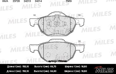 Miles E100162 - Kit pastiglie freno, Freno a disco autozon.pro