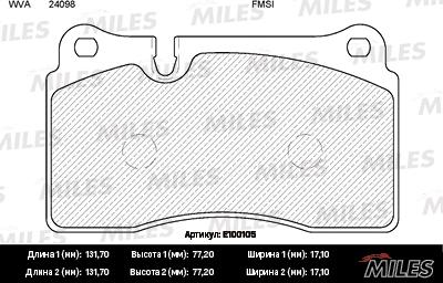 Miles E100105 - Kit pastiglie freno, Freno a disco autozon.pro