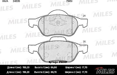 Miles E100101 - Kit pastiglie freno, Freno a disco autozon.pro