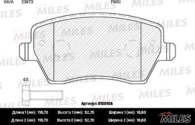 Miles E100108 - Kit pastiglie freno, Freno a disco autozon.pro