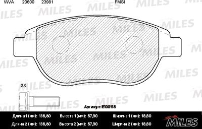 Miles E100115 - Kit pastiglie freno, Freno a disco autozon.pro