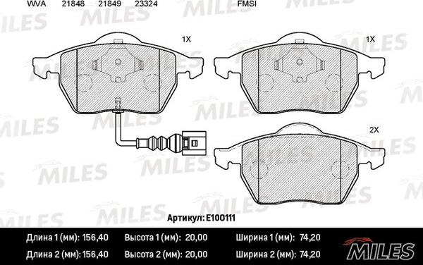 Miles E100111 - Kit pastiglie freno, Freno a disco autozon.pro