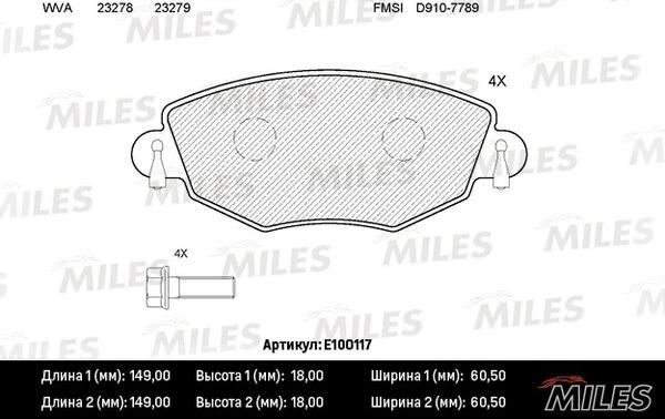 Miles E100117 - Kit pastiglie freno, Freno a disco autozon.pro