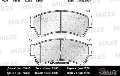 Miles E100185 - Kit pastiglie freno, Freno a disco autozon.pro