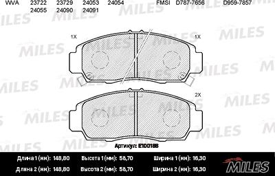 Miles E100188 - Kit pastiglie freno, Freno a disco autozon.pro