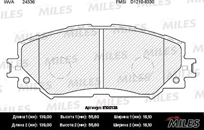 Miles E100135 - Kit pastiglie freno, Freno a disco autozon.pro