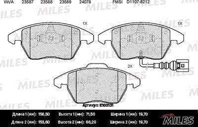 Miles E100131 - Kit pastiglie freno, Freno a disco autozon.pro