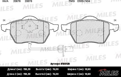 Miles E100120 - Kit pastiglie freno, Freno a disco autozon.pro