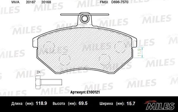 Miles E100121 - Kit pastiglie freno, Freno a disco autozon.pro