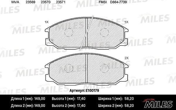 Miles E100179 - Kit pastiglie freno, Freno a disco autozon.pro