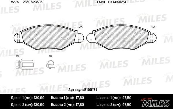 Miles E100171 - Kit pastiglie freno, Freno a disco autozon.pro