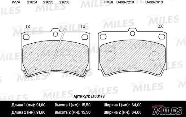 Miles E100173 - Kit pastiglie freno, Freno a disco autozon.pro