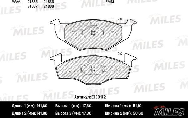 Miles E100172 - Kit pastiglie freno, Freno a disco autozon.pro