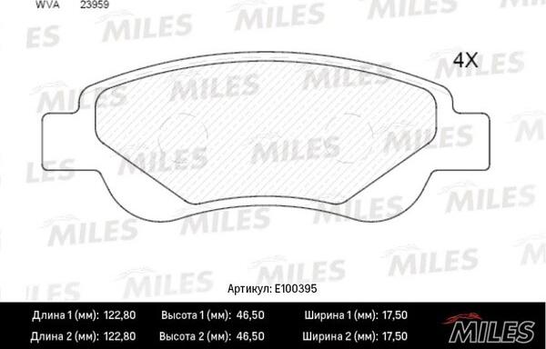 Miles E100395 - Kit pastiglie freno, Freno a disco autozon.pro