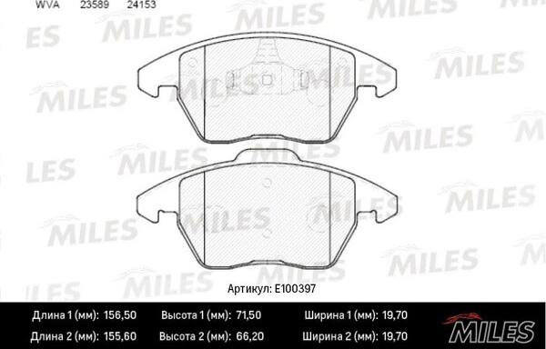 Miles E100397 - Kit pastiglie freno, Freno a disco autozon.pro