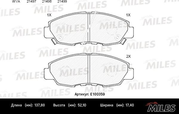 Miles E100359 - Kit pastiglie freno, Freno a disco autozon.pro