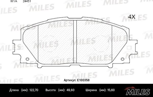 Miles E100358 - Kit pastiglie freno, Freno a disco autozon.pro